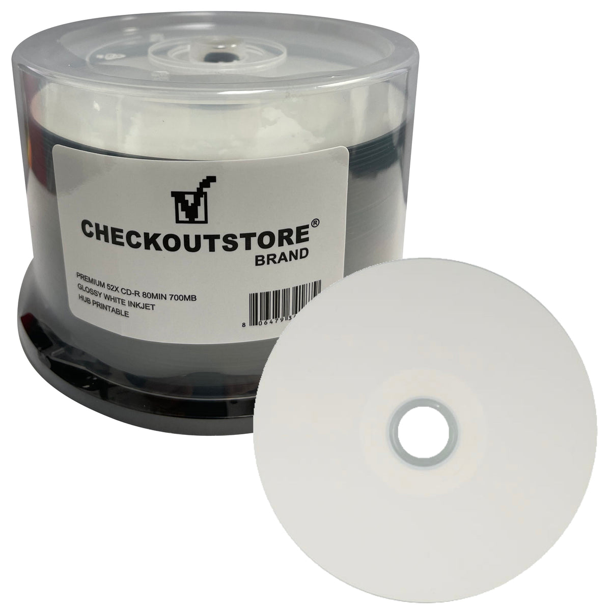 Premium 52X CD-R 80min 700MB GLOSSY White Inkjet Hub Printable