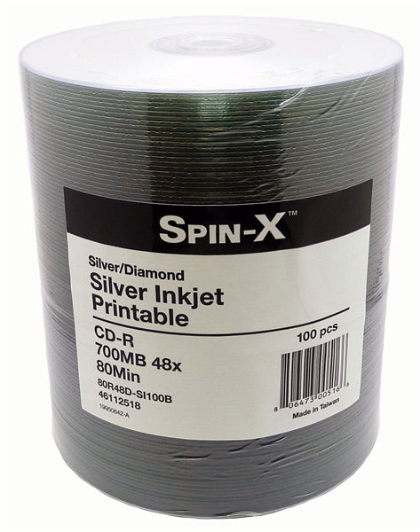 Spin-X Diamond Certified 48x CD-R 80min 700MB Silver Inkjet Printable  [Discontinued]