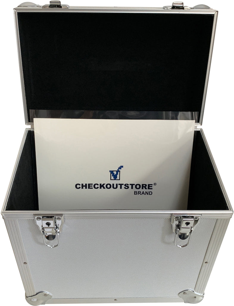 CheckOutStore Black Aluminum 12x12 Square Cardstock Paper Holder Storage Box - Small