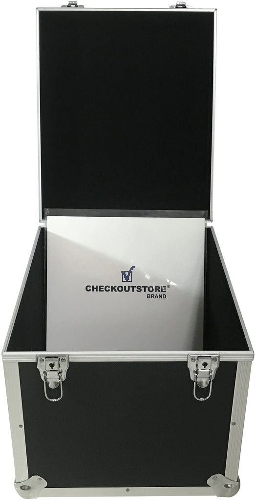 CheckOutStore Aluminum 12 LP Vinyl Record Storage Box (Holds 125 Records) Black