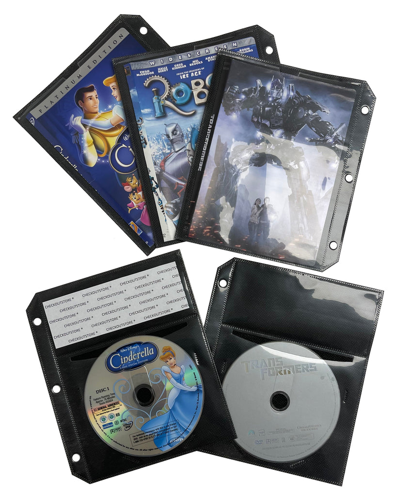 CheckOutStore 1000 White CD/DVD Half Sheet Storage Binder Filing Sleeve &  Booklet