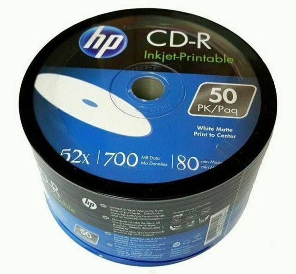 100 x Blank CD-R White Full Face Inkjet Printable disc 52x 700MB